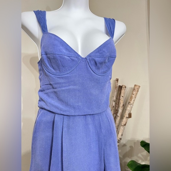 16 Louis Vuitton Lavender Bustier Linen | Silk Midi Dress • 38 - Picture 5 of 17